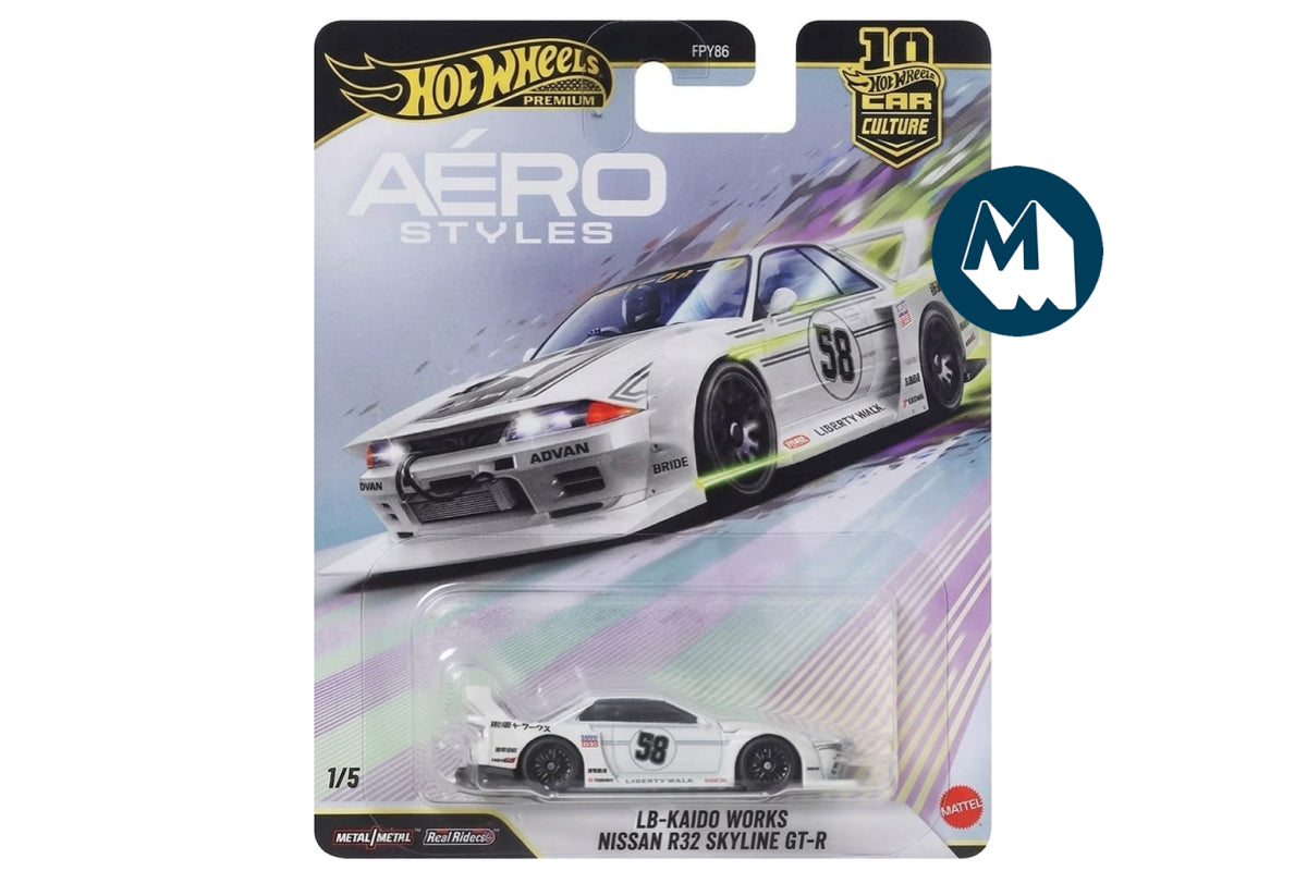 Hot Wheels Car Culture 2026 Mix 6 Aerostyles / #1 - LB-Kaido Works Nissan R32 Skyline GT-R (White)