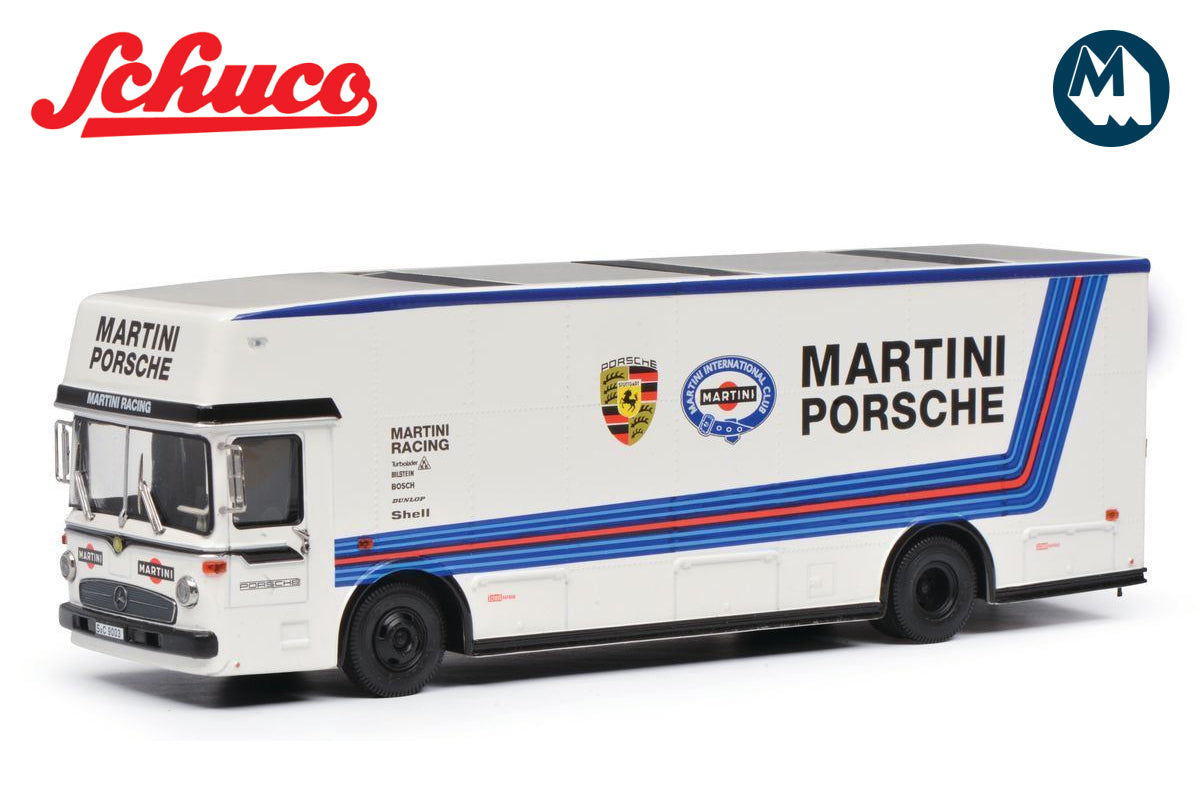 Mercedes-Benz O317 Truck Car Transporter - Porsche Martini (White)