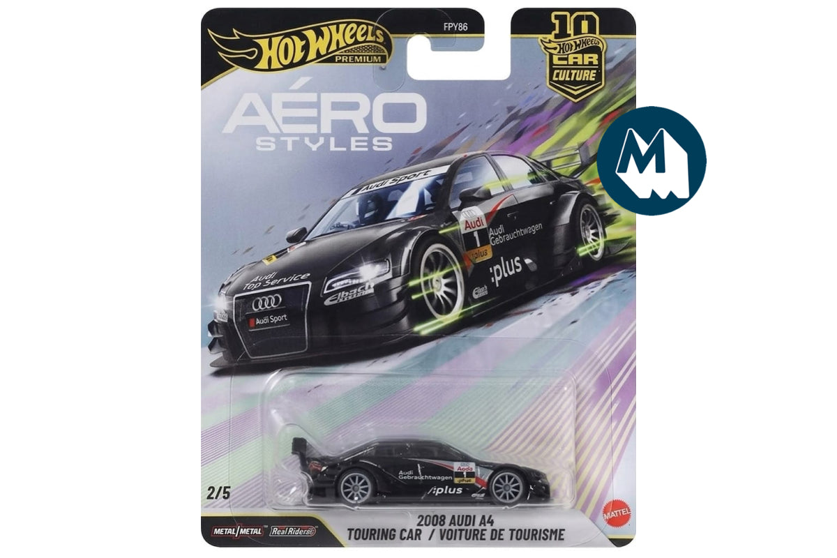 Hot Wheels Car Culture 2026 Mix 6 Aerostyles / #2 - 2008 Audi A4 Touring Car (Black)
