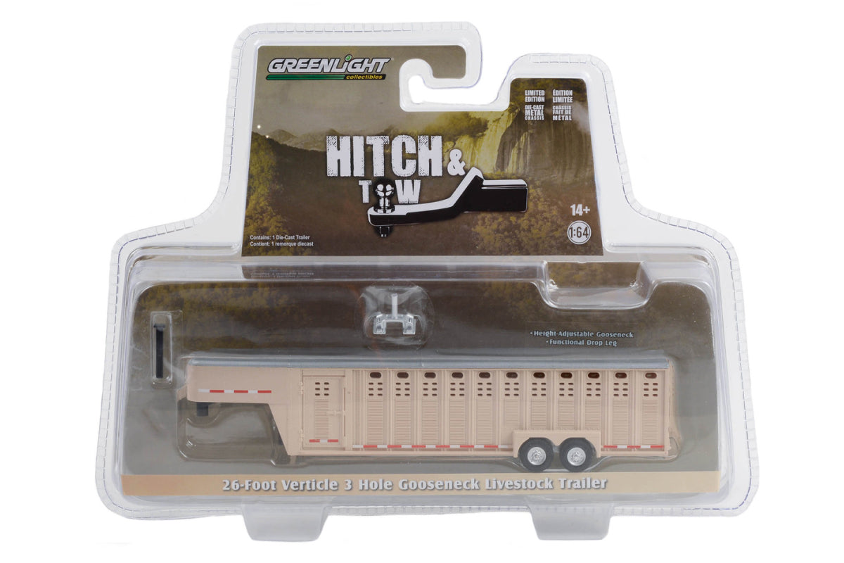 26-Foot Vertical Three Hole Gooseneck Livestock Trailer (Beige)