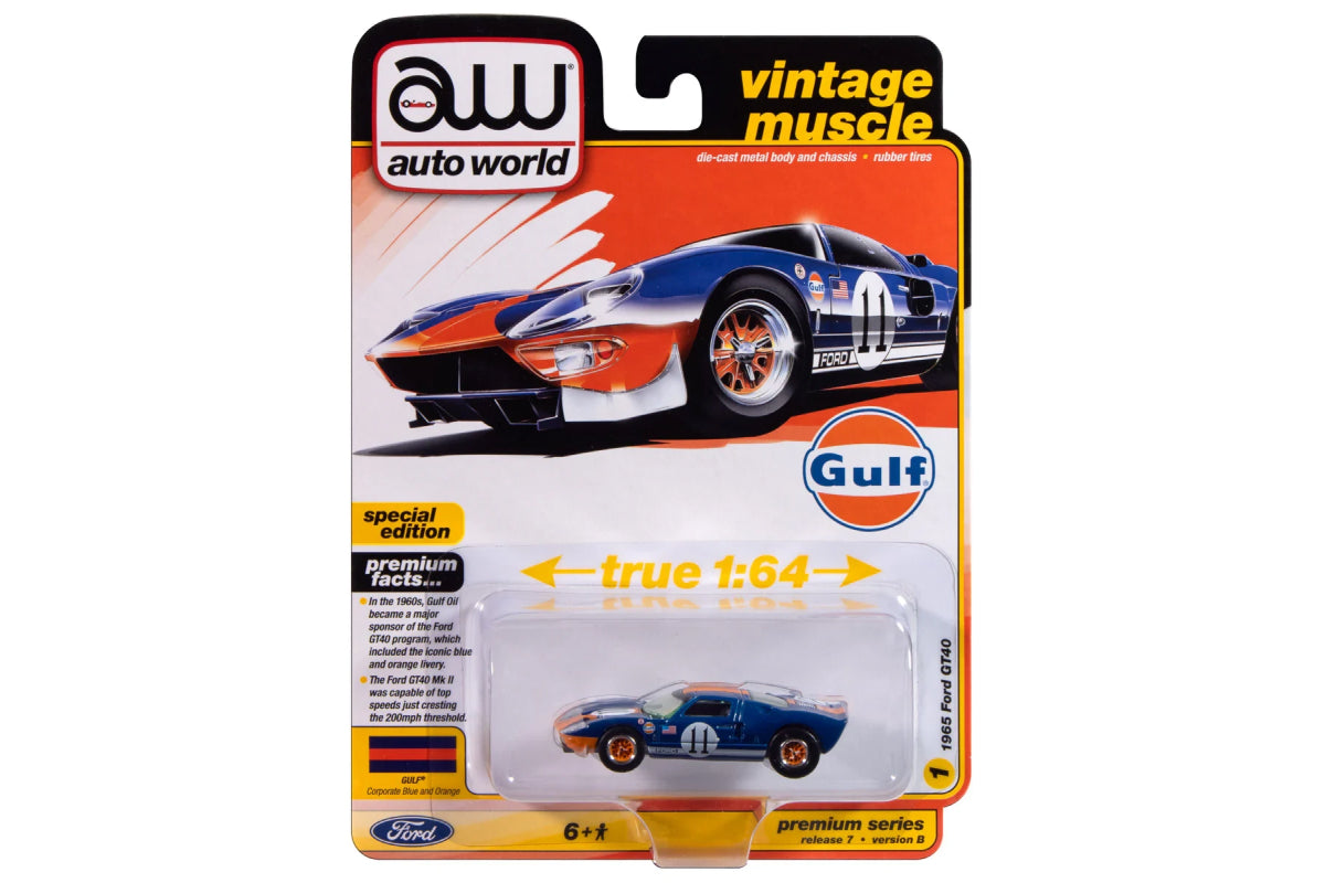 1965 Ford GT40 - Gulf Oil (Dark Blue with Orange Stripes)