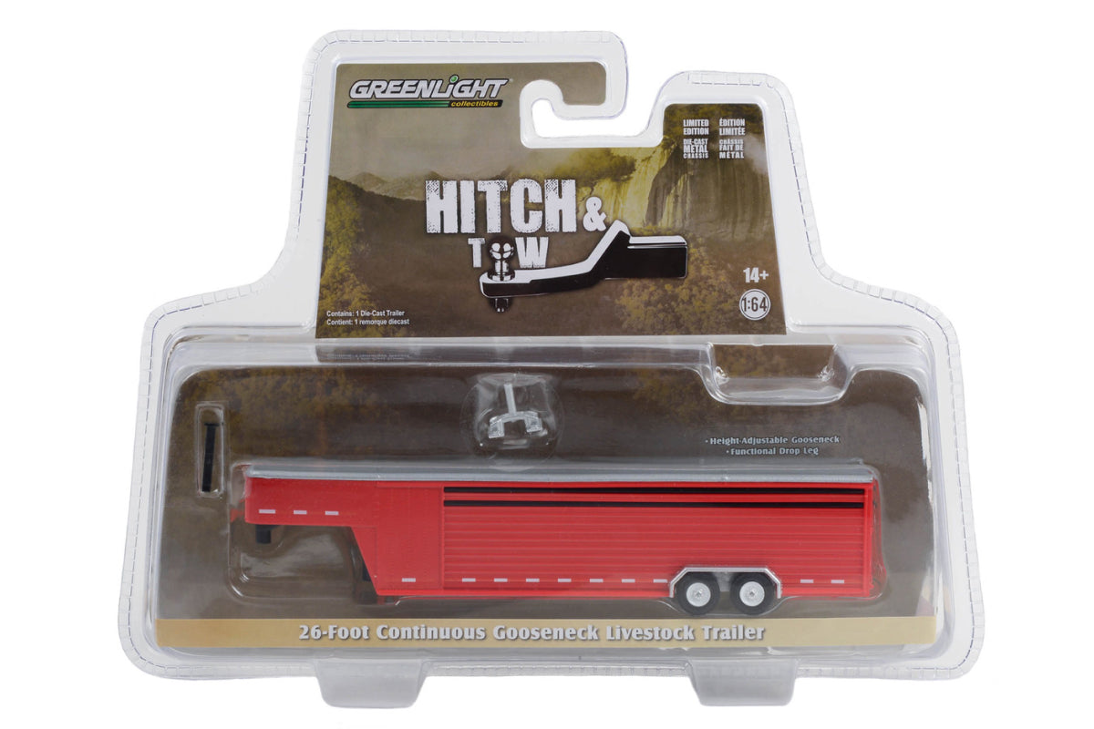 26-Foot Continuous Gooseneck Livestock Trailer (Red)