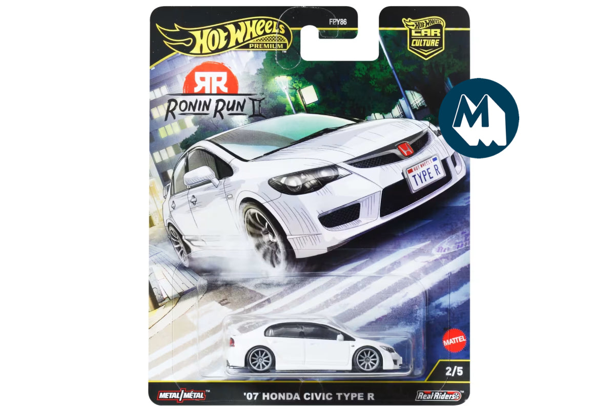 Hot Wheels Car Culture 2025 Mix 7 Ronin Run II / #2 - '07 Honda Civic Type R (Championship White)