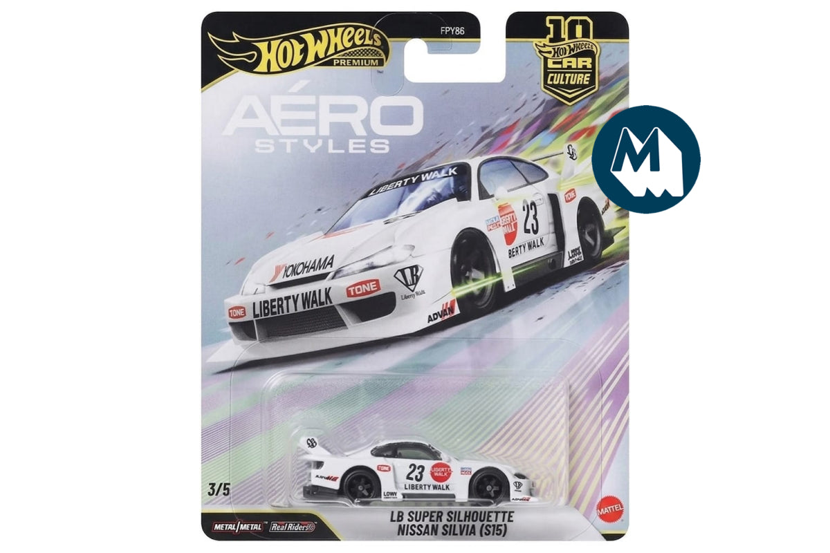 Hot Wheels Car Culture 2026 Mix 6 Aerostyles / #3 - LB Super Silhouette Nissan Silvia (S15) (White)