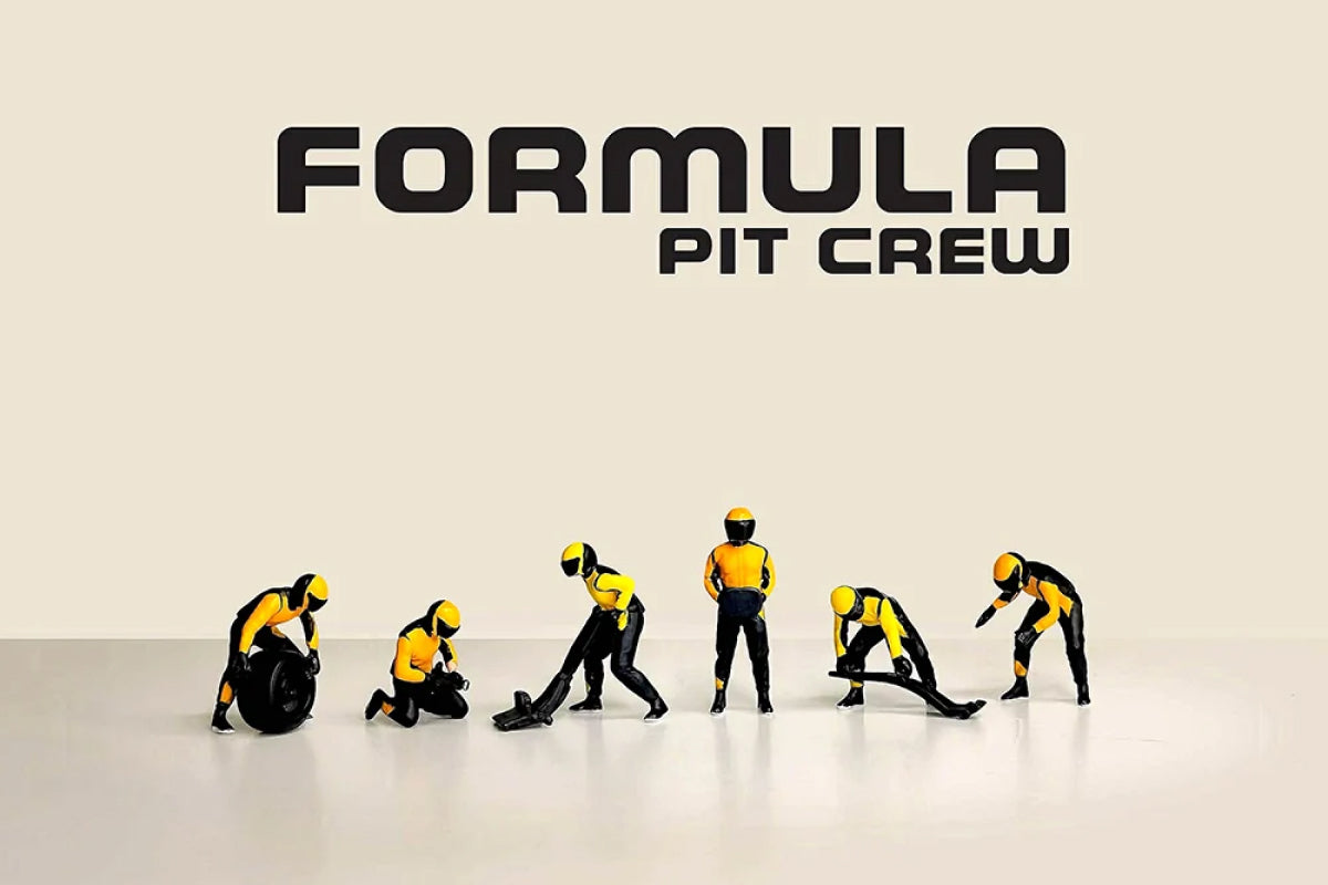 1:64 American Diorama - Formula Pit Crew Figures "Team Orange" (AD-2441MJ)