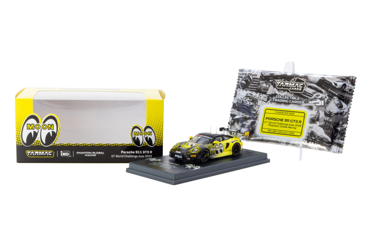 Porsche 911 GT3 R + Trading Cards - GT World Challenge Asia 2025, Phantom Global Racing, Sun Jingzu / Adderly Fong