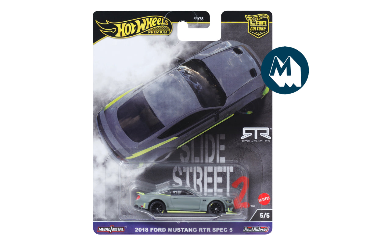 Hot Wheels Car Culture 2024 Mix 2 Slide Street 2 / #5 - 2018 Ford Mustang RTR Spec 5 (Leadfoot Grey)