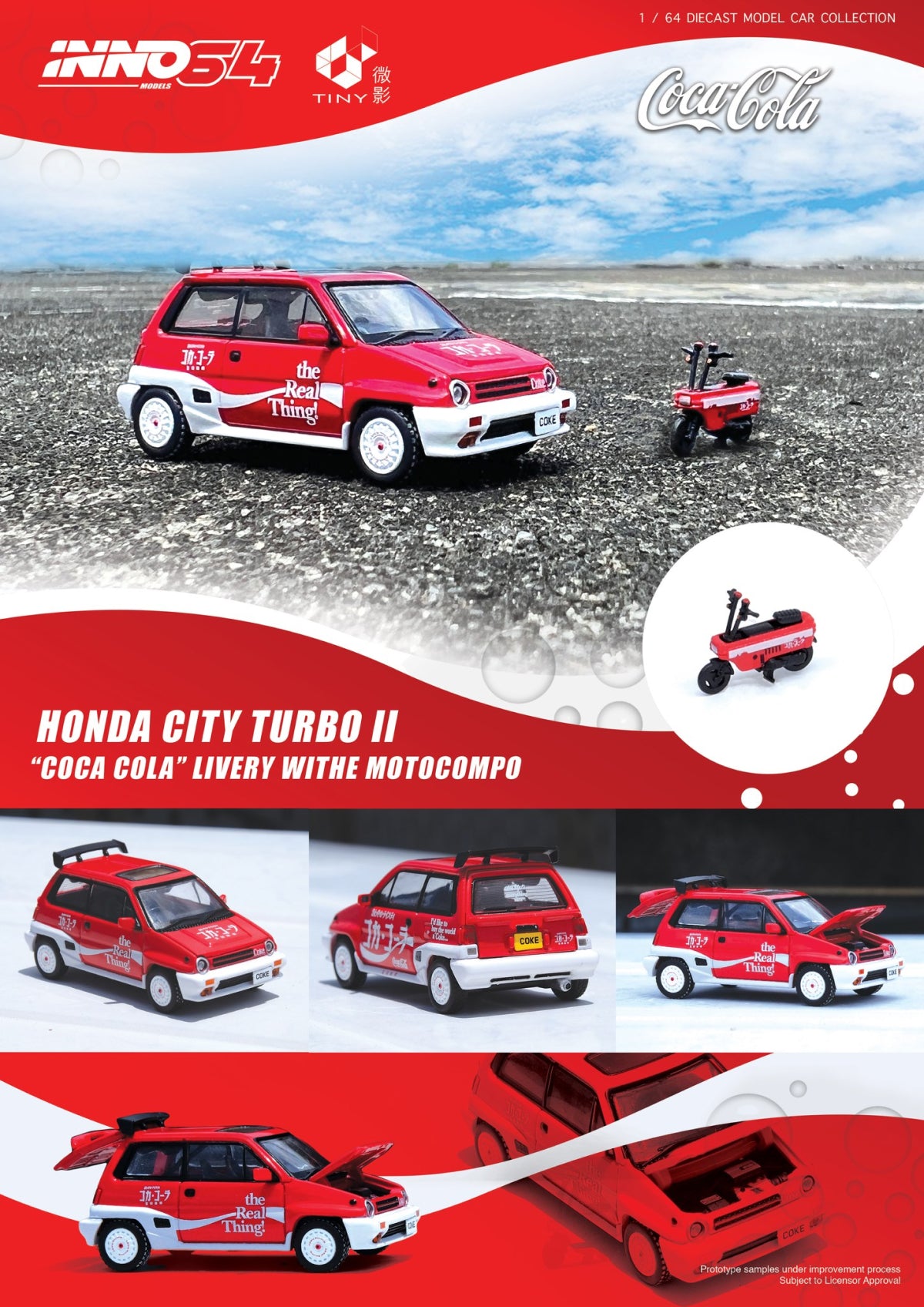 Honda City Turbo II with Motocompo - Coca Cola Livery