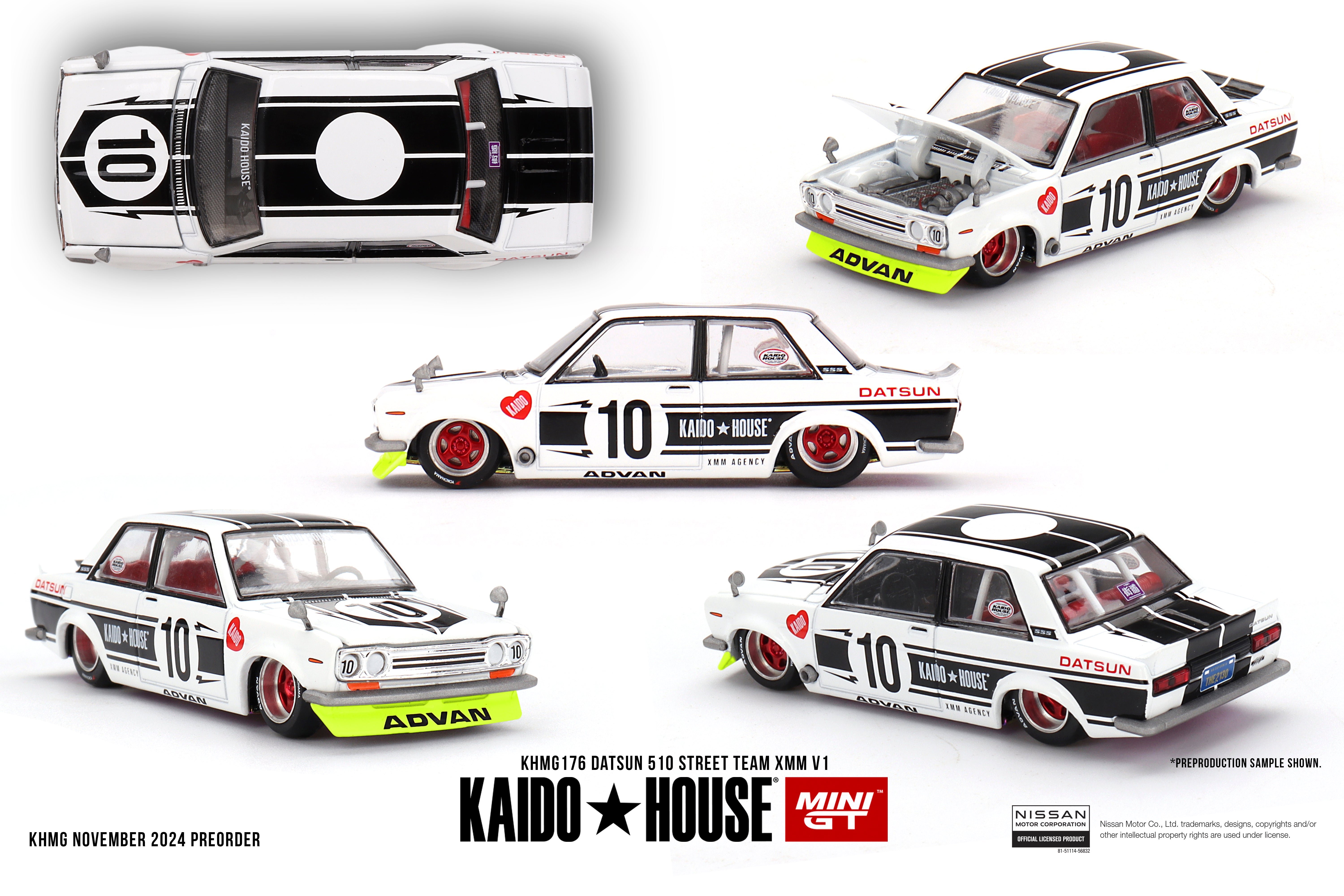 MINI GT 街道ハウス　Datsun 510 XMM V1 チェイス 176 - Datsun 510 Street Team XMM V1 – Modelmatic