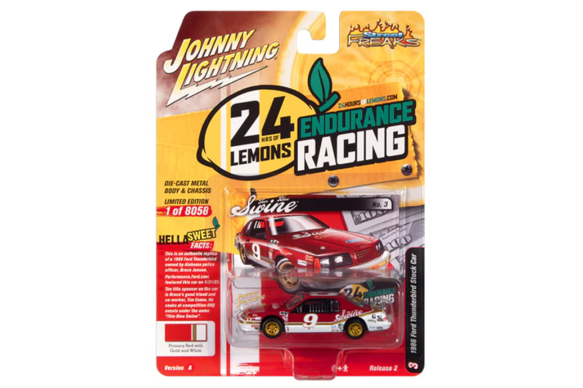 1986 Ford Thunderbird Stock Car / 24hrs of LeMons (Red w/White and Gold Stripes)