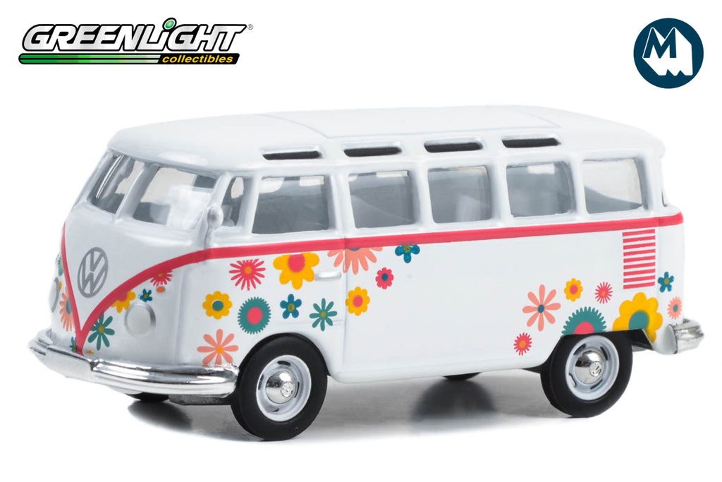 Volkswagen Type 2 T1 good Delivery Van Flower Power 1/24 Scale Diecast