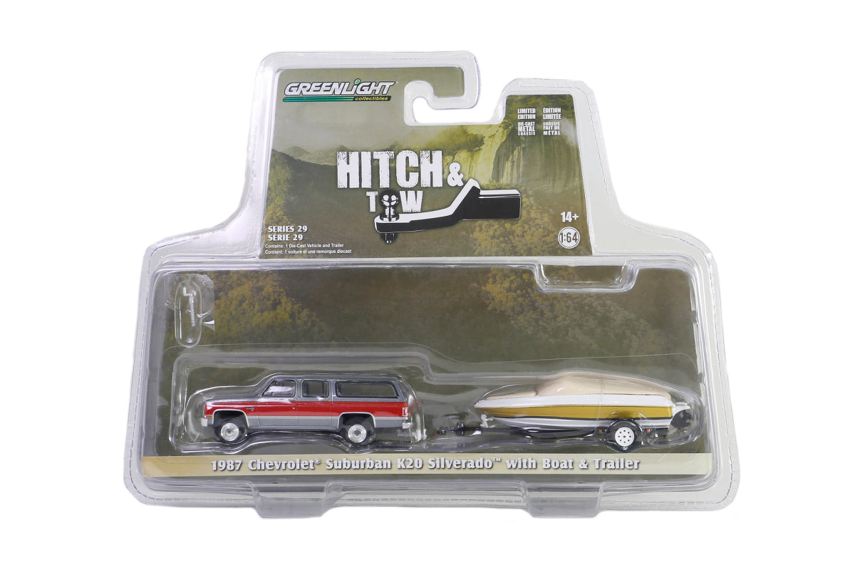 1987 Chevrolet Suburban K20 Silverado with Boat and Boat Trailer
