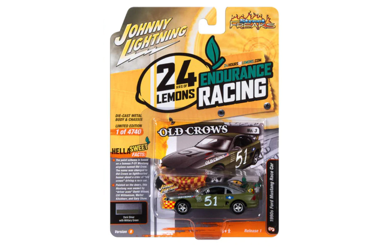 1990s Ford Mustang Race Car / 24hrs of LeMons (Dark Silver/Army Green, Old Crows Graphics)