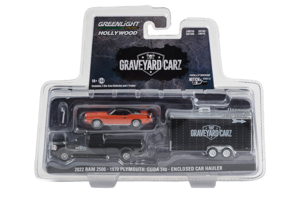 Graveyard Carz / 2022 Ram 2500 with 1970 Plymouth ‘Cuda 340 in Enclosed Car Hauler