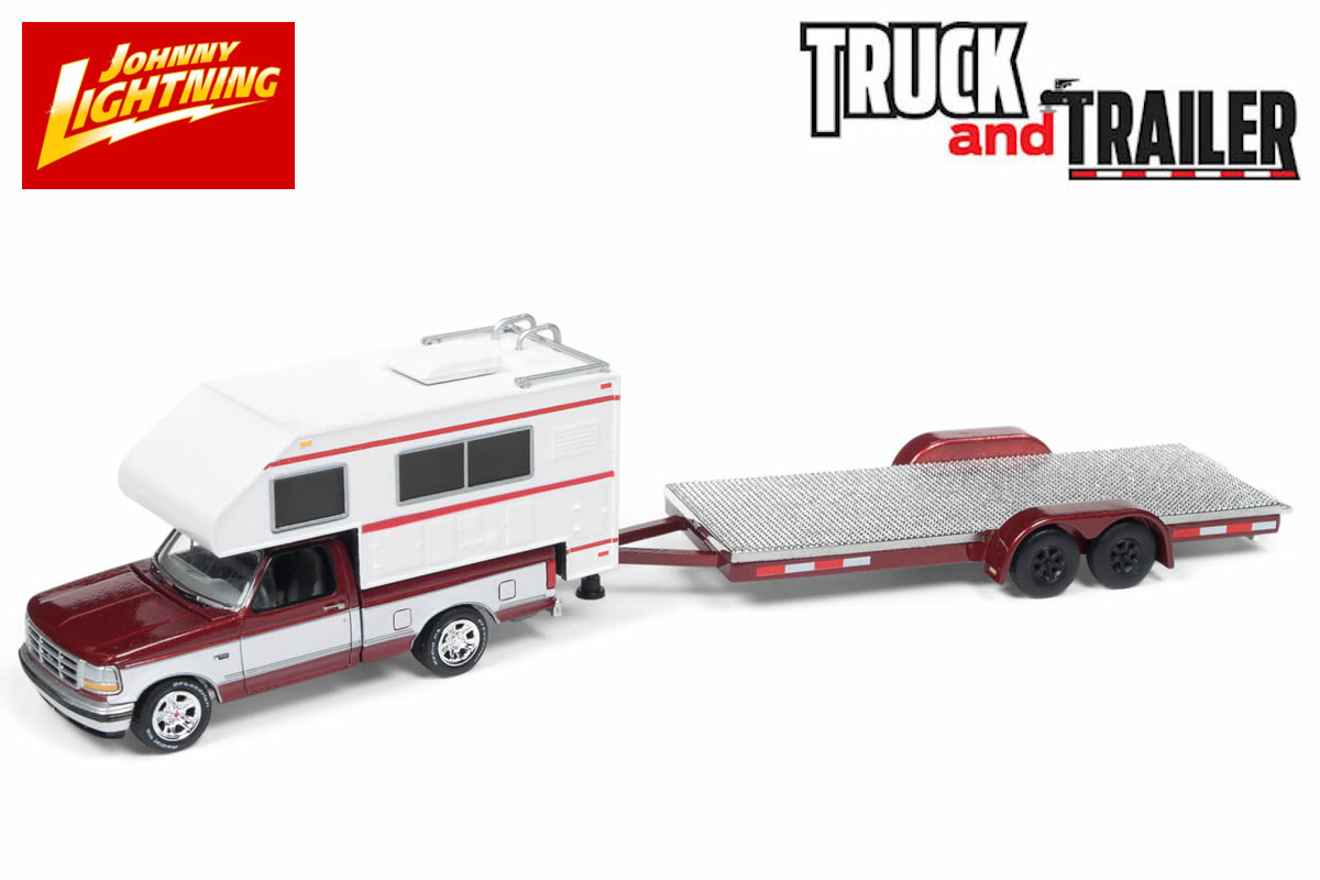 1993 Ford F-150 w/ Truck Camper with Open Car Trailer