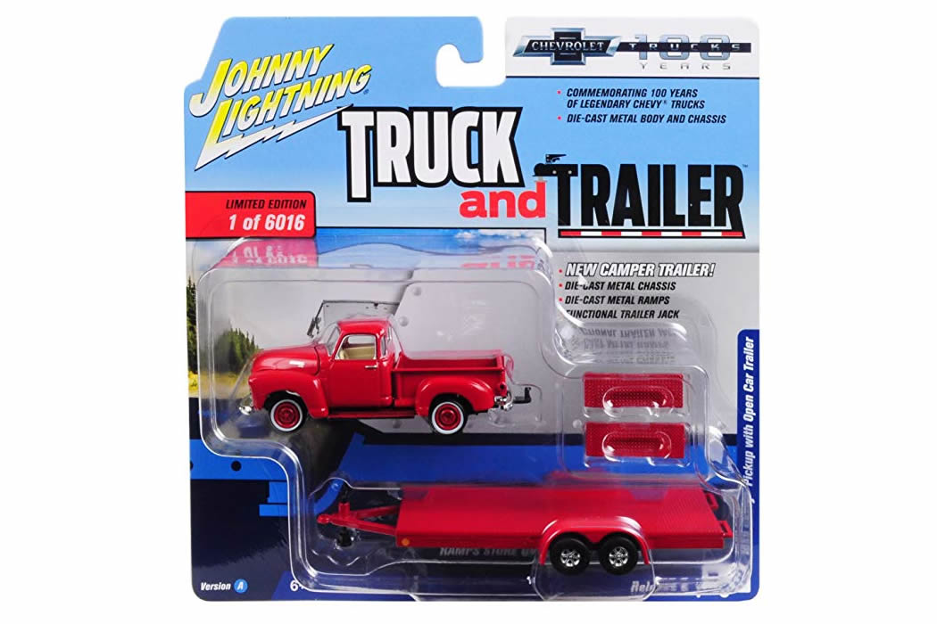 1950 Chevy Pickup with Open Car Trailer