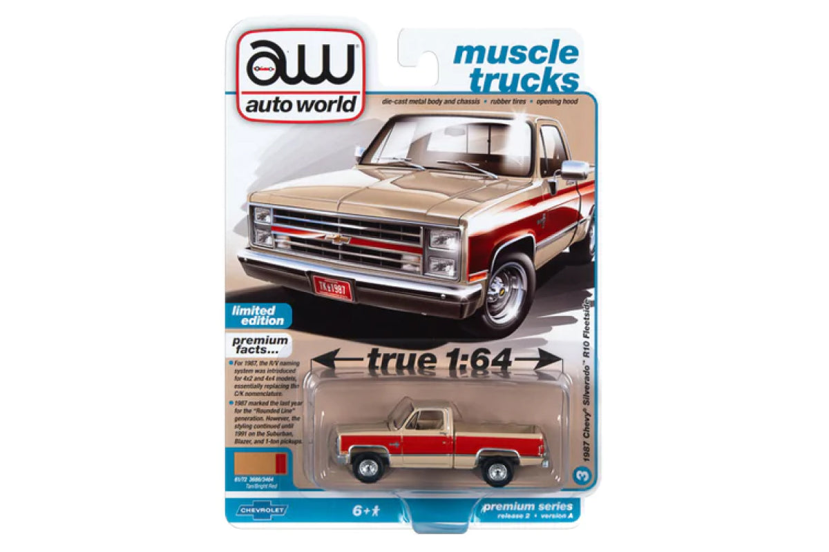 1987 Chevrolet Silverado 10 Fleetside (Tan / Bright Red)