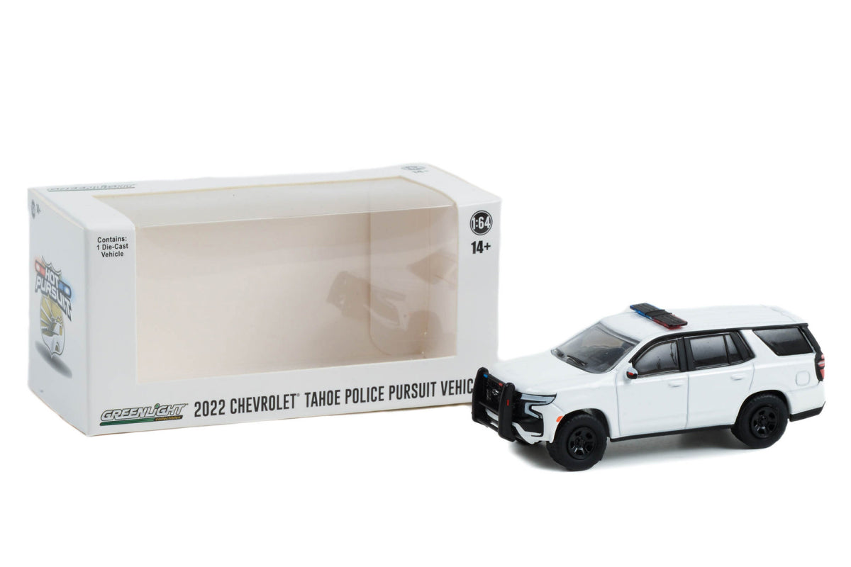 Hot Pursuit 2022 Chevrolet Tahoe Police Pursuit Vehicle (PPV) with light and push bar (White)