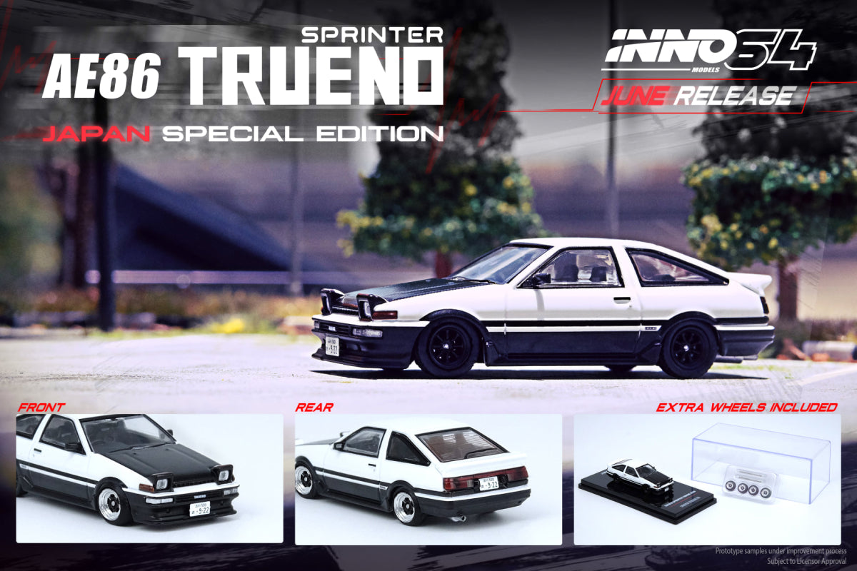 Toyota Sprinter Trueno AE86 with Extra Wheels White - Japan Special Edition
