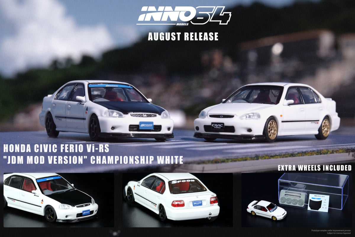 Honda Civic Ferio Vi-RS "JDM Mod Version" Championship White with extra wheels and decals