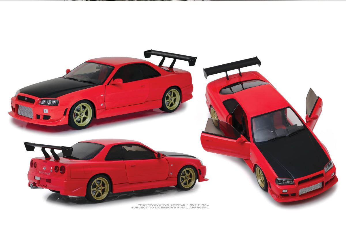 1:18 - 1999 Nissan Skyline GT-R (R34) - Red with Neon LED Light Underglow