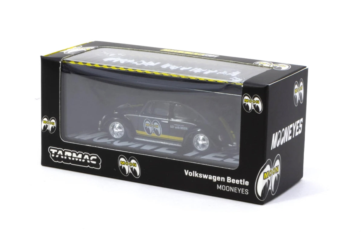 Volkswagen Beetle Mooneyes Black with Yellow Stripes with Container
