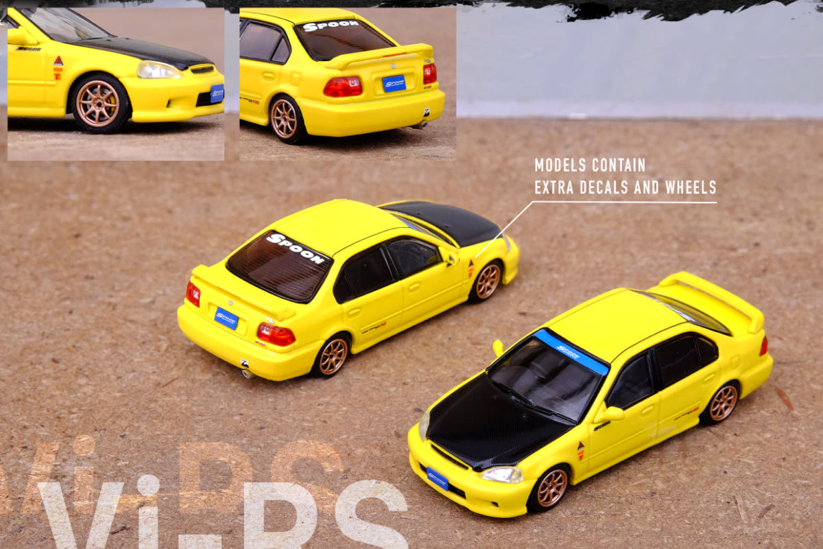 1995 Honda Civic Ferio Vi-RS JDM Mod. Version with extra Spoon Sports of wheels and decals (Phoenix Yellow)