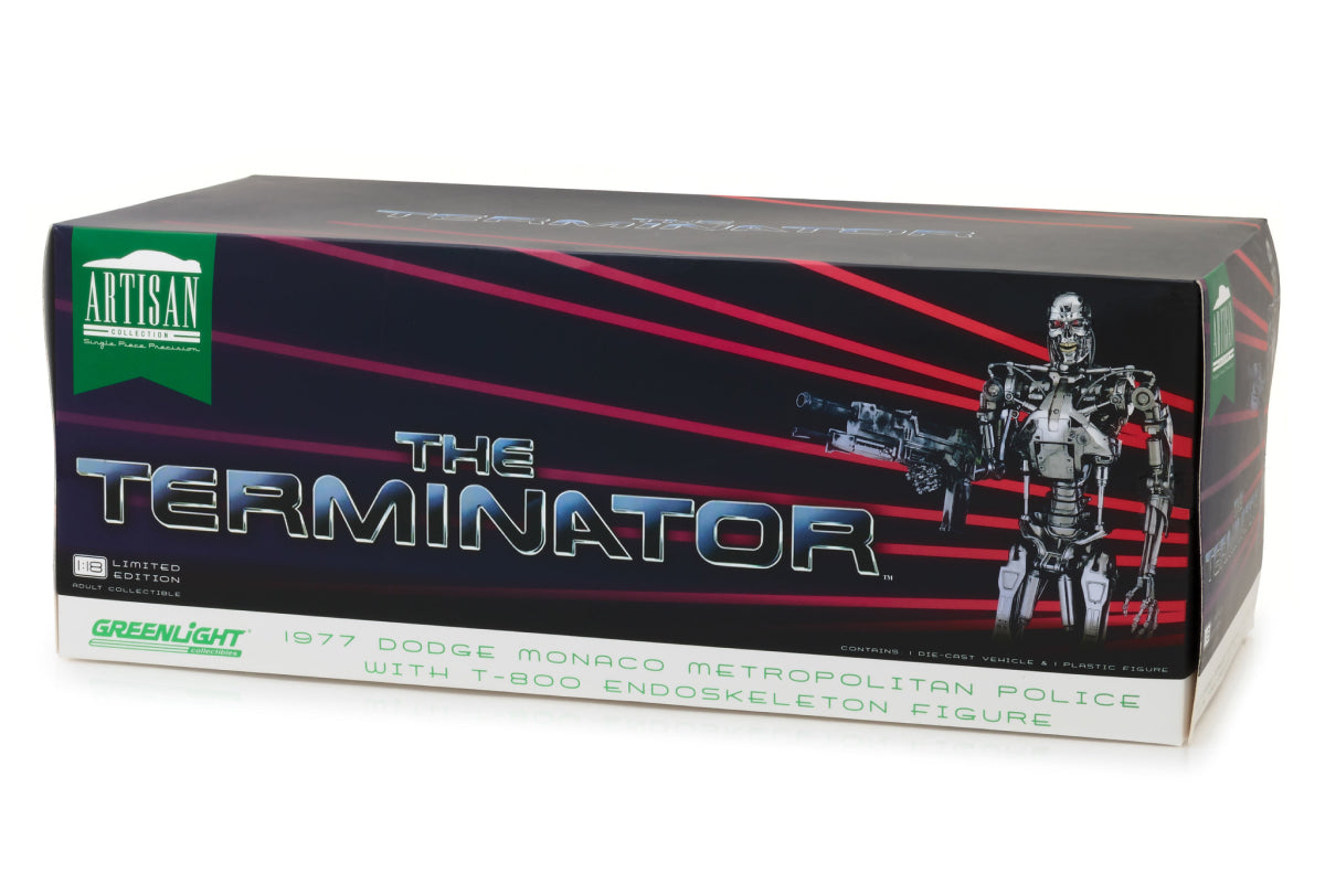 1:18 - The Terminator / 1977 Dodge Monaco Metropolitan Police with T-800 Endoskeleton Figure