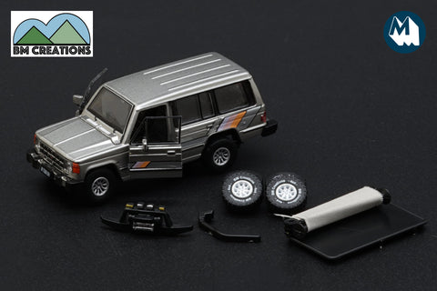 Mitsubishi 1st Gen Pajero 1983 with accessories and decals (Silver with stripe)