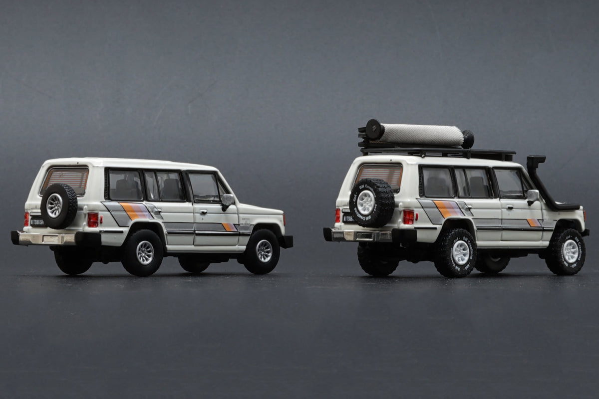 Mitsubishi 1st Gen Pajero 1983 with accessories and decals (White with stripe)