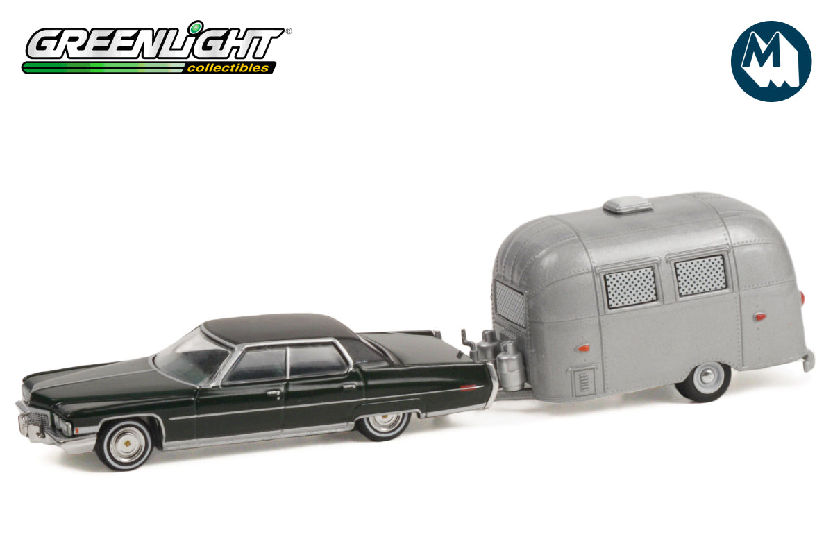 1972 Cadillac Sedan deVille in Brewster Green Metallic with Airstream 16’ Bambi