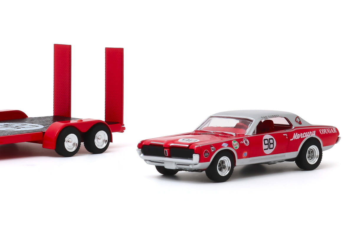 1967 Ford F-100 and 1967 Mercury Cougar Dan Gurney #98 on Flatbed Trailer