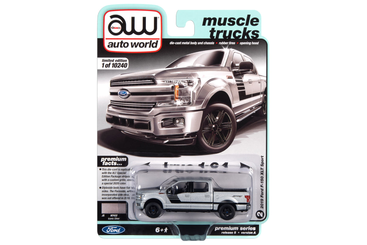 2019 Ford F-150 XLT Sport (Iconic Silver Metallic w/Black Hood & Side Stripes)