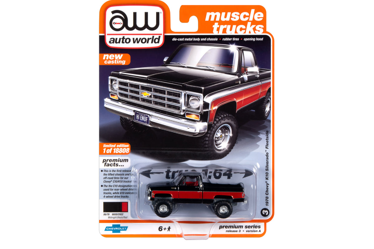 1978 Chevrolet K10 Silverado Fleetside (Gloss Black with Red Sides)