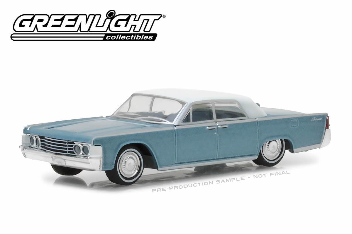 1965 Lincoln Continental Convertible Top-Up - Huron Blue with White Soft Top