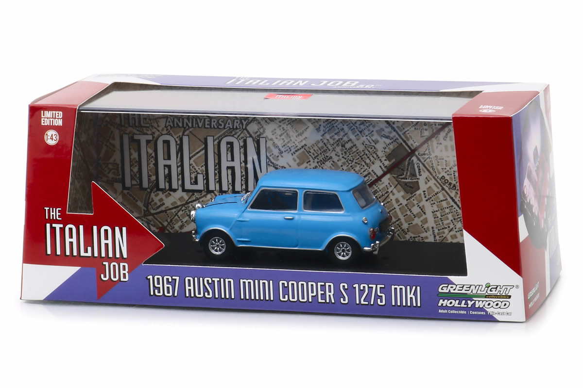 1:43 - The Italian Job (1969) / 1967 Austin Mini Cooper S 1275 MkI (Blue with Black Leather Straps)