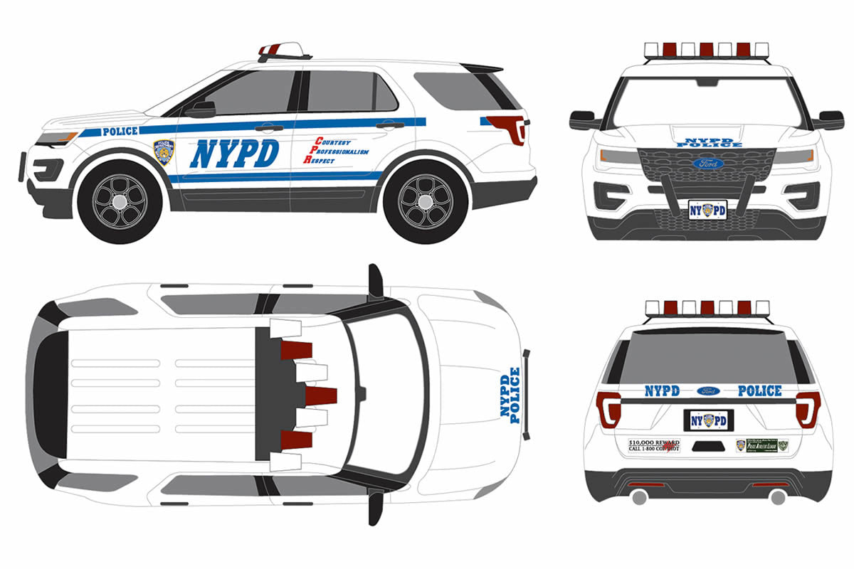 2016 Ford Interceptor Utility New York City Police Dept (NYPD) with NYPD Squad Number Decal Sheet