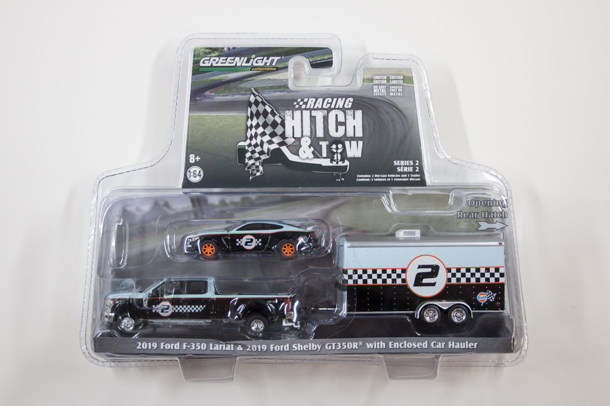 2019 Ford F-350 Dually and 2019 Ford Shelby GT350R Gulf Oil with Enclosed Gulf Oil Car Hauler