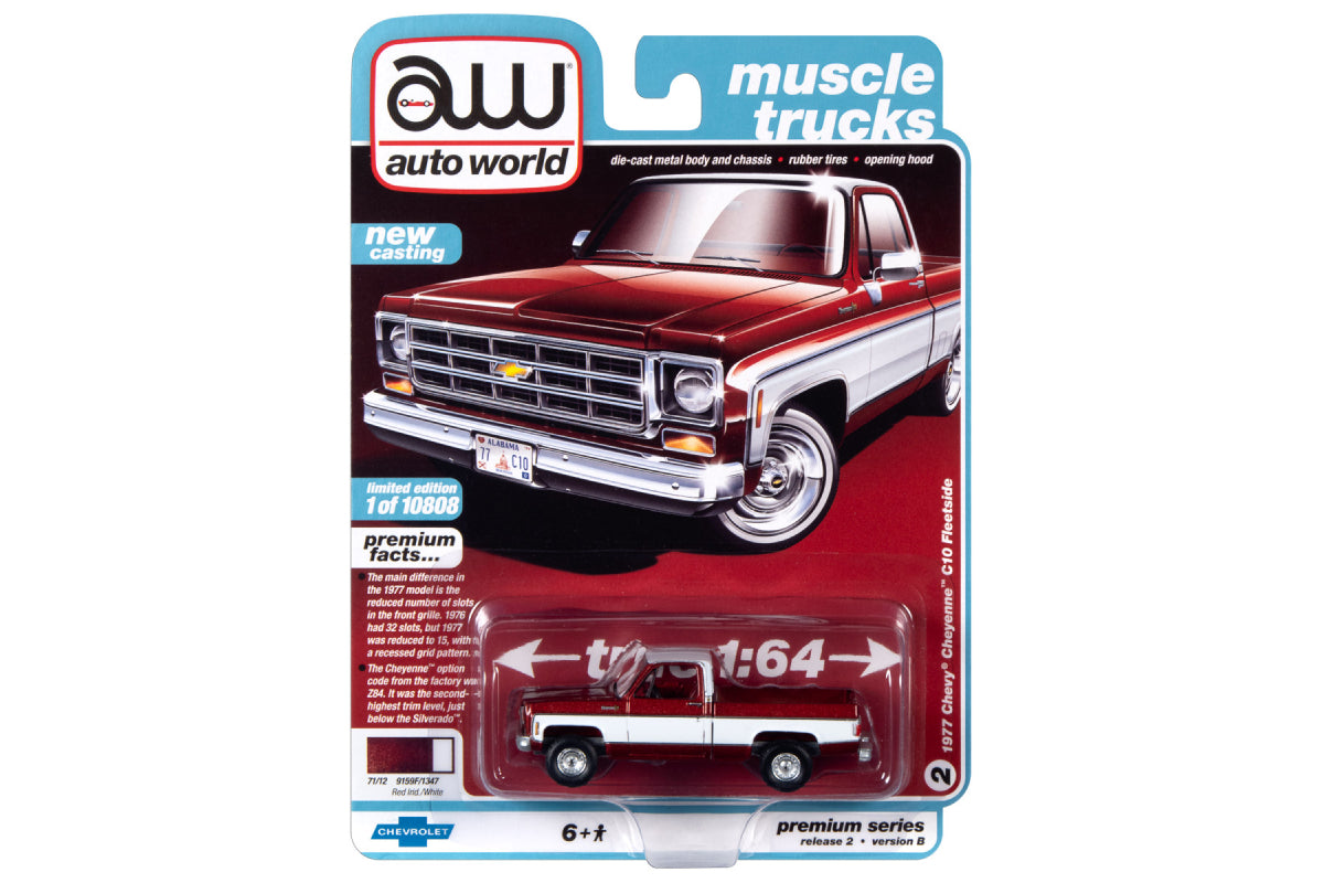 1977 Chevy Cheyenne C10 Fleetside (Dark Red Poly w/White)