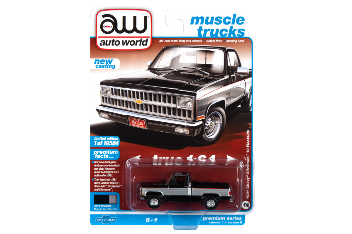 1981 Chevrolet Silverado 10 Fleetside (Midnight Black with Silver Poly on middle sides)