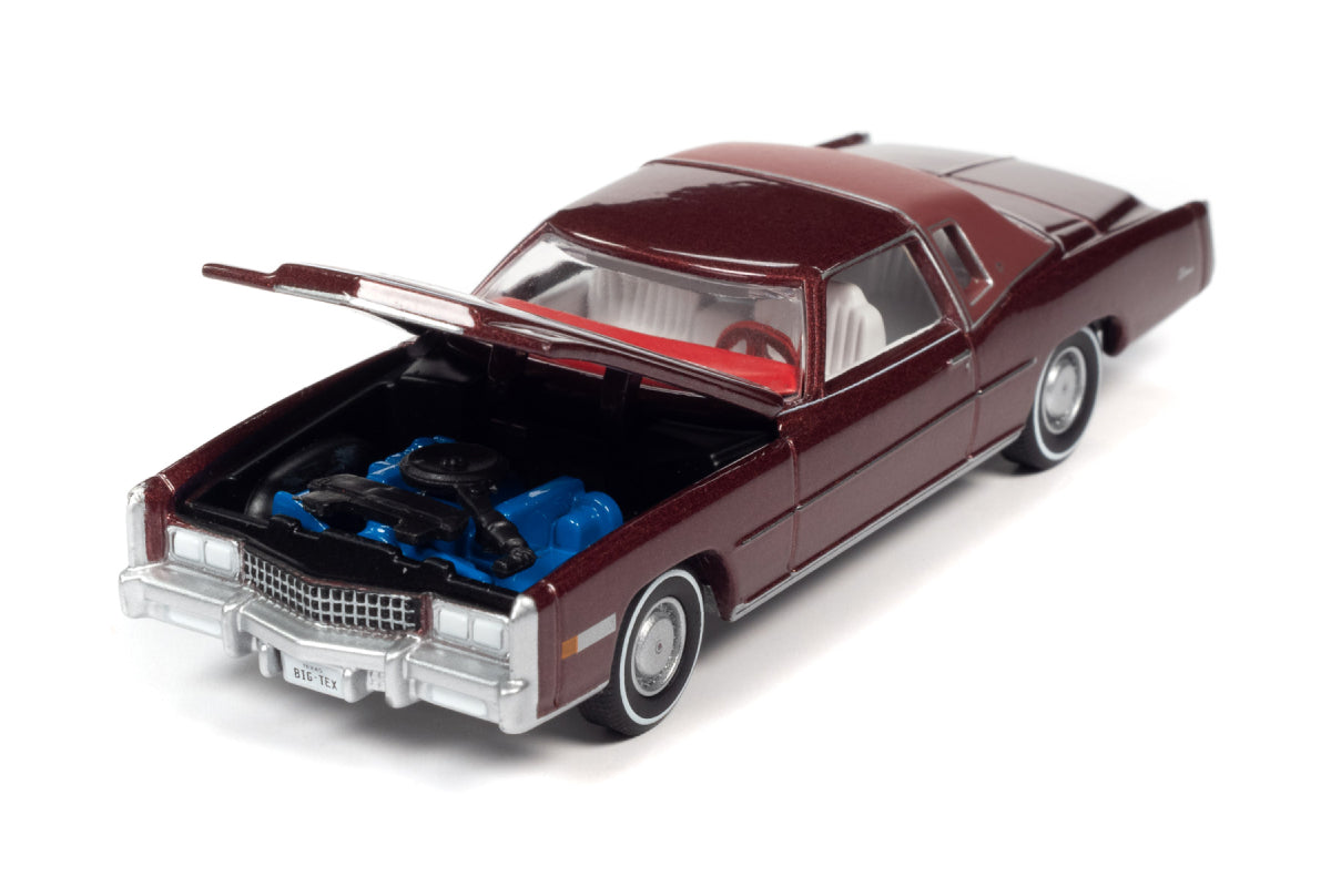 1975 Cadillac Eldorado (Cerise Firemist Poly w/(Partial) Maroon Vinyl Top)