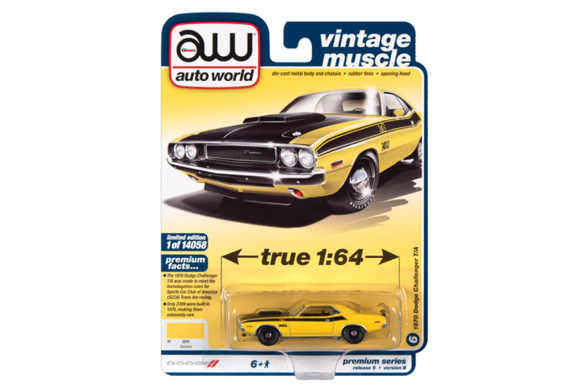 1970 Dodge Challenger T/A (FY1 Banana w/Flat Black Hood & Black T/A Side Stripes)