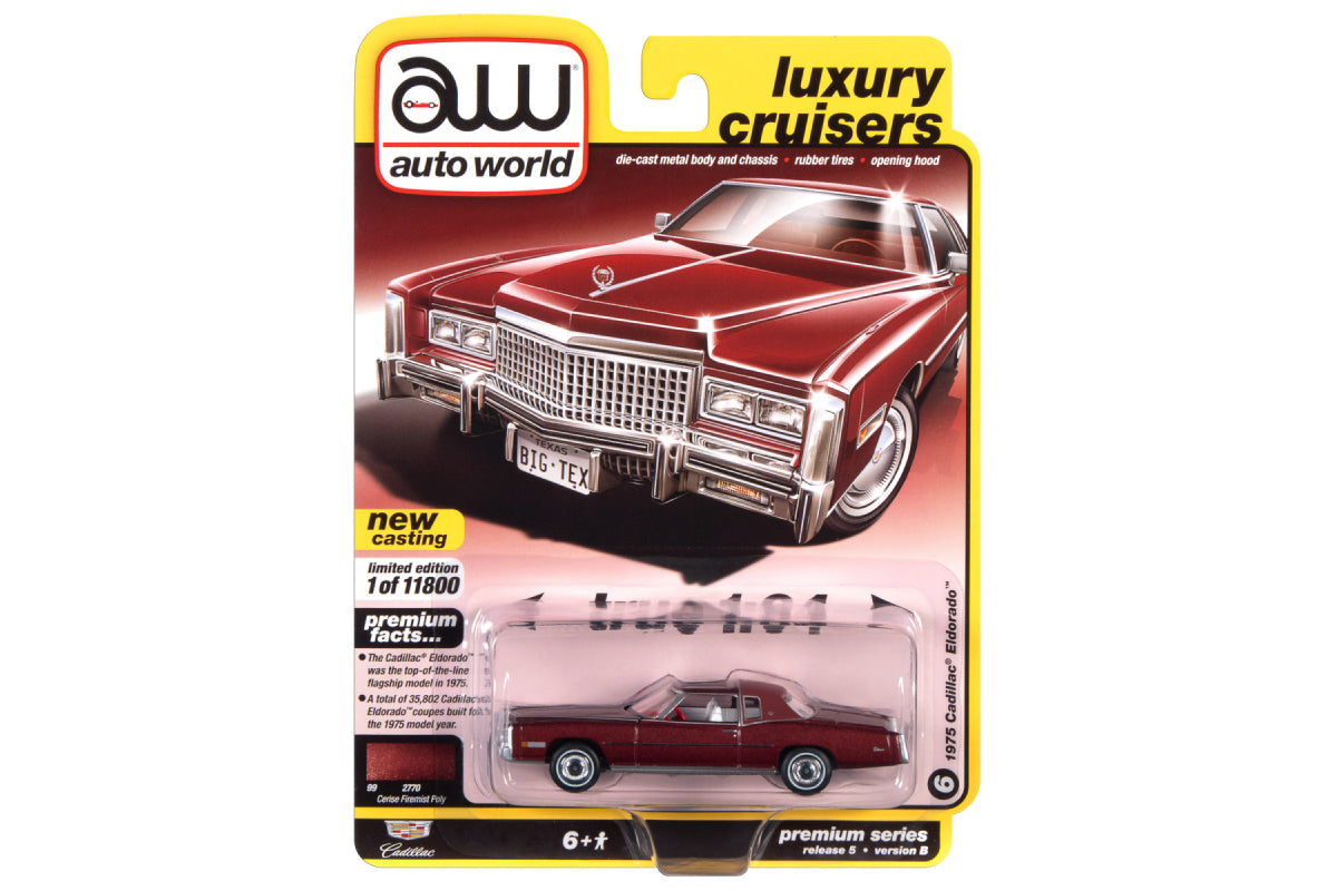 1975 Cadillac Eldorado (Cerise Firemist Poly w/(Partial) Maroon Vinyl Top)