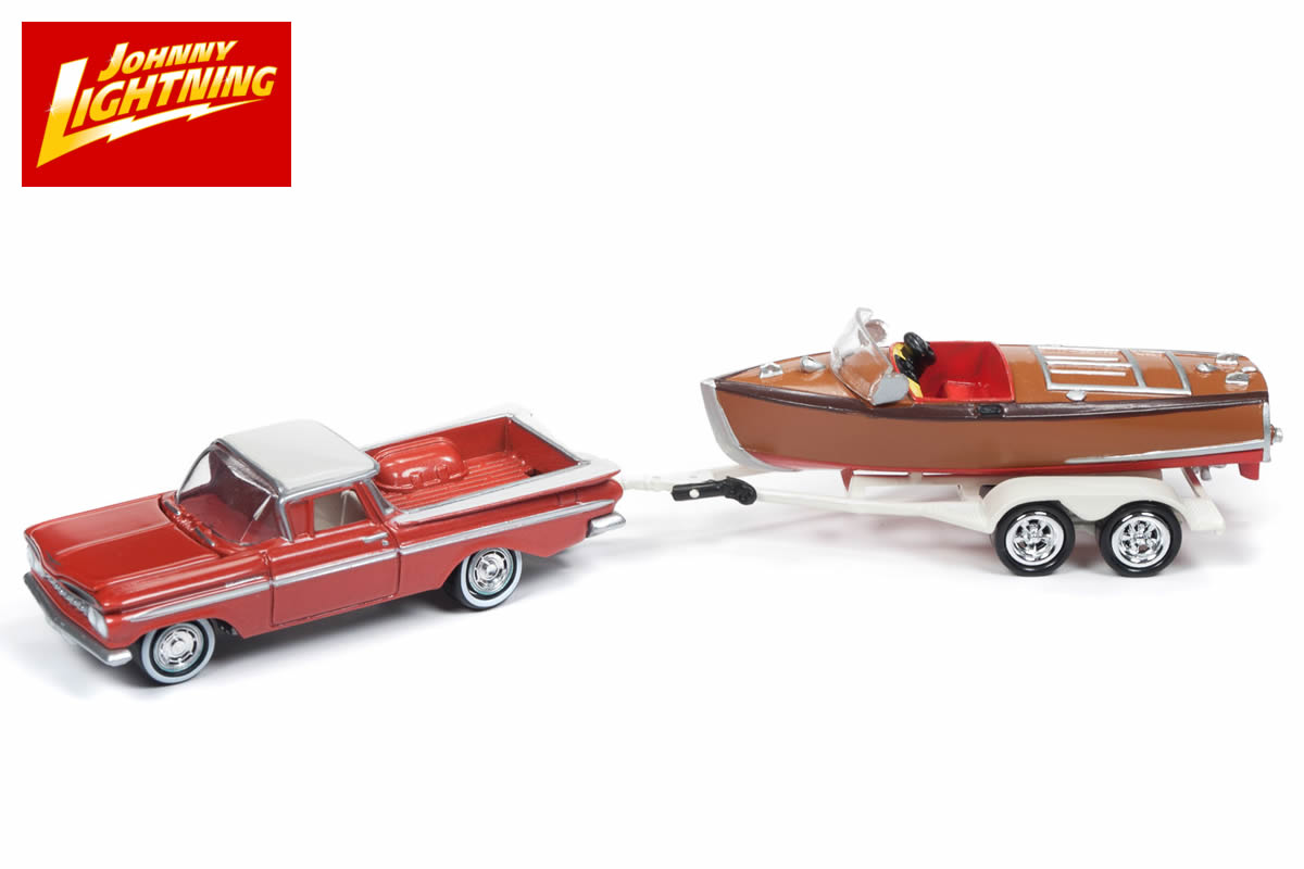 1959 Chevrolet El Camino with Vintage Barrelback Wood Boat