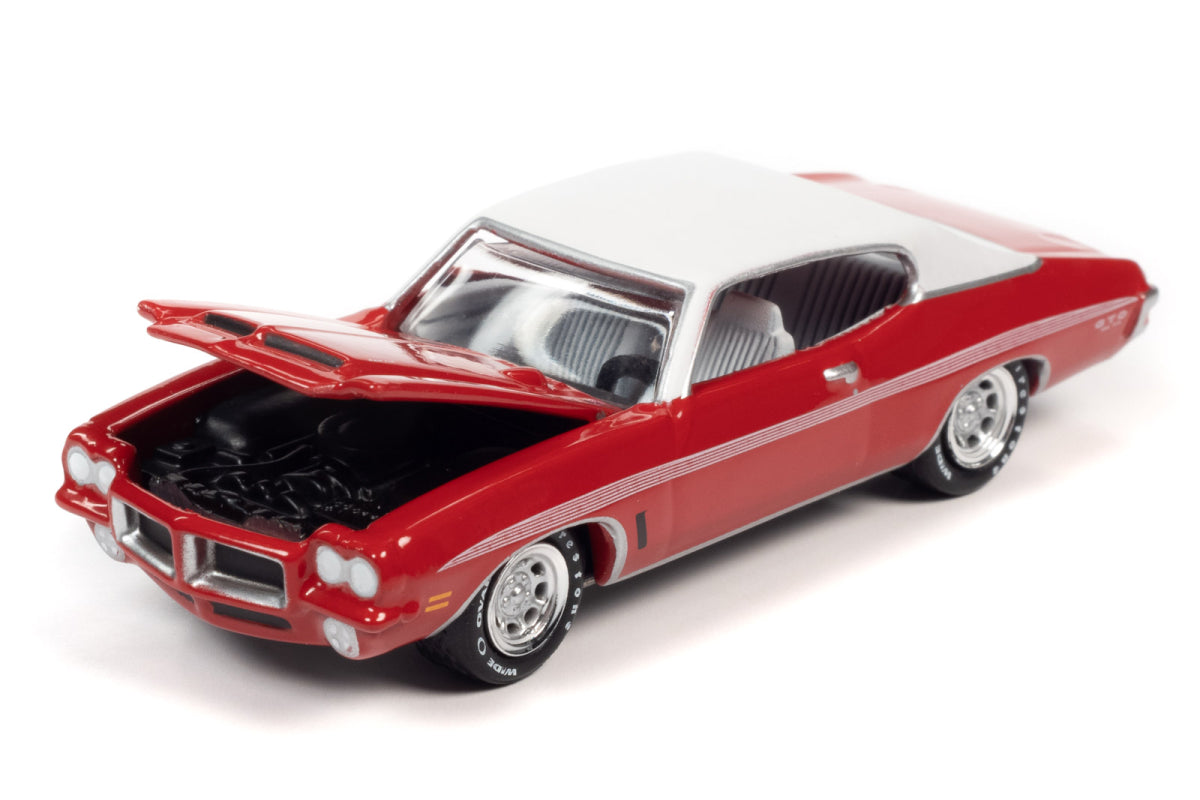 1972 Pontiac GTO (Cardinal Red with Flat White Roof and White Side Stripes)