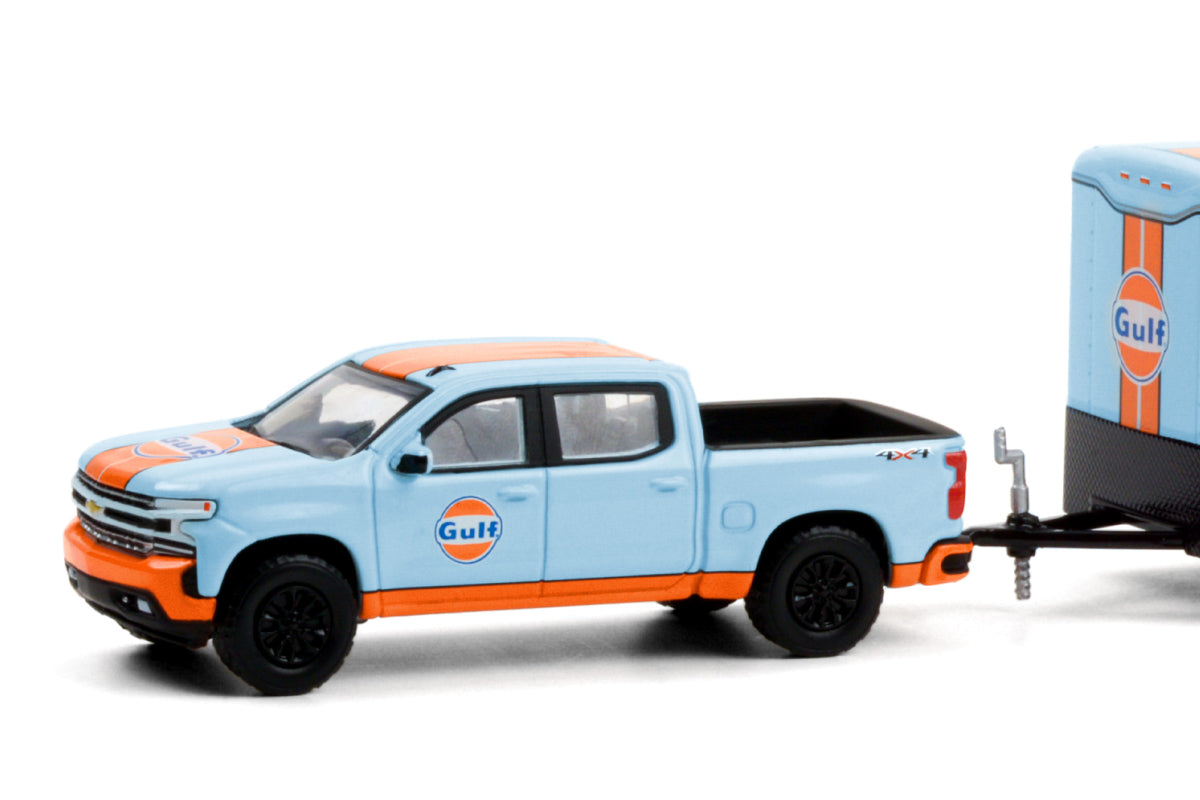 2021 Chevrolet Silverado and 2021 Chevrolet Corvette C8 Stingray Gulf Oil with Enclosed Gulf Oil Car Hauler