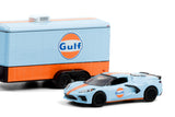 2021 Chevrolet Silverado and 2021 Chevrolet Corvette C8 Stingray Gulf Oil with Enclosed Gulf Oil Car Hauler
