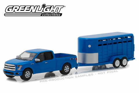 2016 Ford F-150 with Blue Livestock Trailer