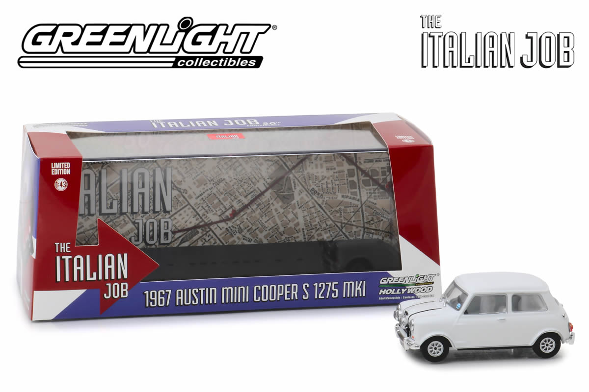 1:43 - The Italian Job (1969) / 1967 Austin Mini Cooper S 1275 MkI (White with Black Leather Straps)