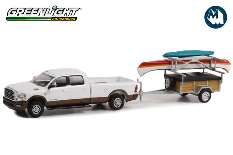 2022 Ram 2500 Limited Longhorn Bright White & Walnut Brown with Canoe Trailer with Canoe Rack, Canoe and Kayak